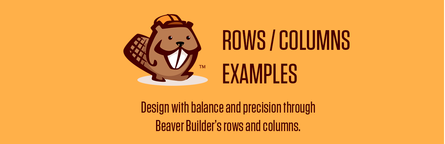 Photo of the Beaver Builder logo with the words "Row and Columns Modules Examples" to the
